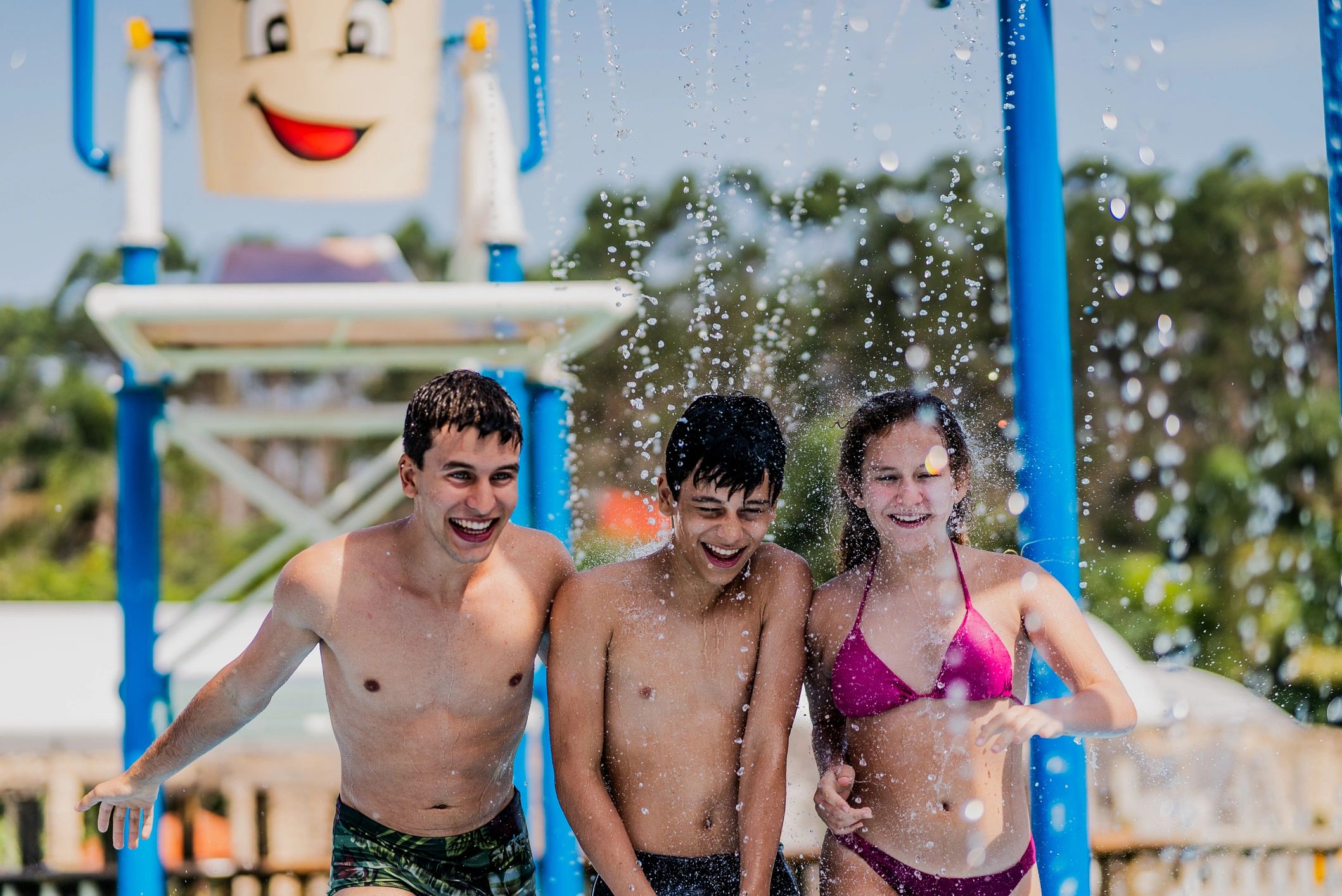 Children enjoying a family resort water park